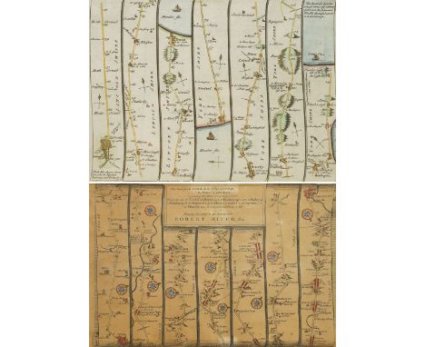 John Senex (British c.1678-1740): The Road from Lincoln to Bridlington and Flamborough Head and the Road from London to Kings