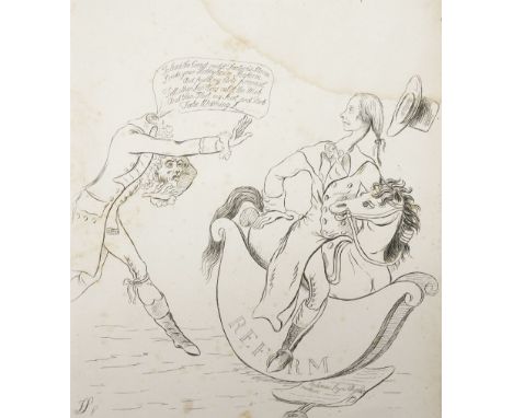 James Sayers (British 1748-1823): 'Brissot's visit to his friend Lord Leveller', late 18th century satirical etching pub. Han
