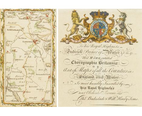 Mostyn John Armstrong (British fl.1769-1791): 'York', 18th century engraved road strip map with hand-colouring of York with E