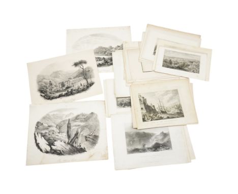 Large collection of 18th and 19th century engravings of scenes and landscapes from Greece and Turkey, with many classical and