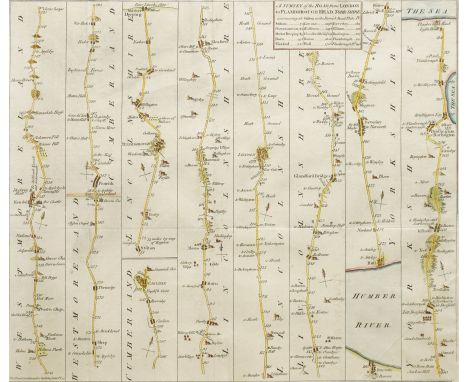 John Bowles (British 18th century): 'A Survey of the Road from London to Flamborough Head Yorkshire', scarce 18th century eng