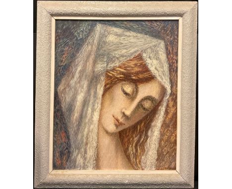 S** M** Bowman (20th century)Post Impressionist style portrait, Madonnasigned, oil on canvas, 60cm x 49cm 