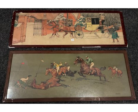Harry Elliott (1882-1959), by and after, Carriage with Passenger disembarking, pochoir print, 26cm x 75cm;  another, K. Wagne