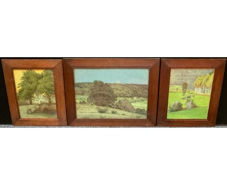 Franz Hein (German, 1863-1927), by and after, Bavarian Landscape, hand-coloured print, 43cm x 32cm;  another, G. Kampmann, mo