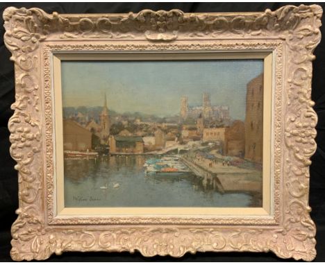 William Burns, FRSA, FSAI, (1923-2010), 'The last of the light, Lincoln', signed, oil on canvas, 30.5cm x 40.5cm. 