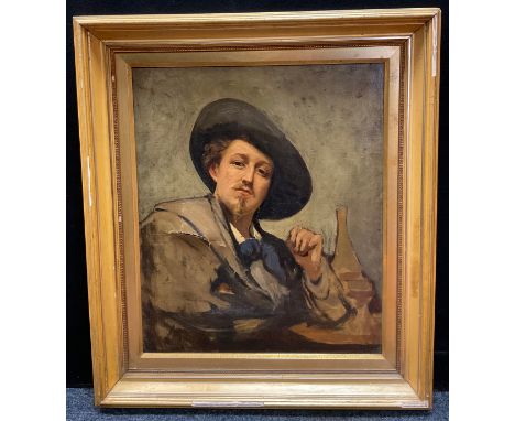 Continental school (late 19th/early 20th century), Portrait of a man wearing a hat, oil on canvas, 61cm x 51cm. 