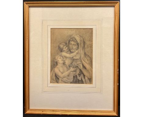 In the Old Master MannerWoman and Child with a basketpencil, 22cm x 17cm 