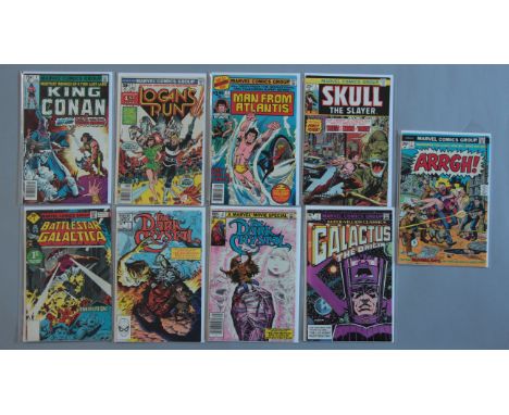 Collection of 9 mostly first issue comics to include; Battlestar Gallactica 1, The Dark Crystal 1 & 2, Super Villain Classics
