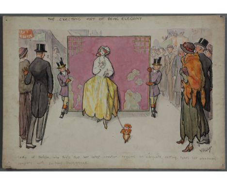 D.L. Ghilchik - (1892-1972) Original pen, ink and watercolour cartoon artwork for Punch 'The Exacting art of being elegant' '