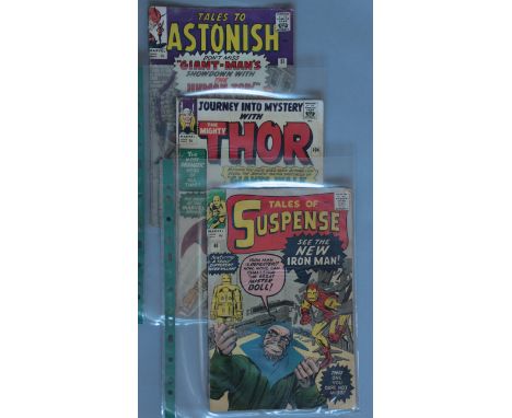 3 Marvel 60's Comics including first Tales of Suspense #48 (Dec 1963) New Iron Man Armour, Steve Ditko art (GD), Tales to Ast