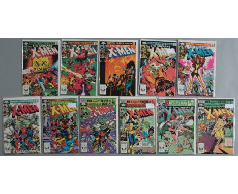 11 X-Men Marvel comics Nos 151 - 161 inclusive featuring the first appearance of Rogue in No 158 and the origin of Magneto in