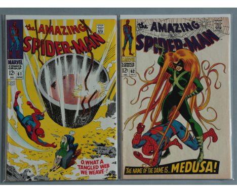 Amazing Spider-Man Nos 61 & 62 - No 61 (FN) Gwen Stacy appears on a comics cover for the first time and No 62 (VG/FN) Spider-