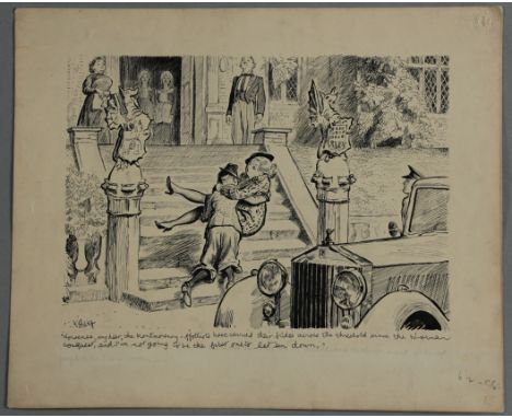 D.L. Ghilchik - (1892-1972) 3 original pen and ink cartoon artworks including "Fair tourist "Gee, momma, there's a cute lil o
