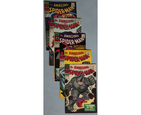 Amazing Spider-man Marvel comics #41 (Oct 1966) 1st app. The Rhino (FN-), #42 Mary Jane's face shown for the first time (VG),