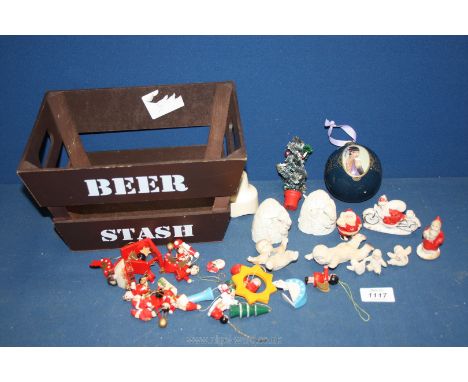 A small quantity of vintage Christmas and cake decorations including snow babies, etc.