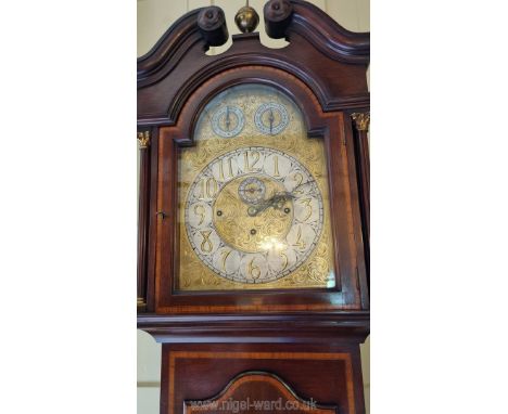 A Mahogany cased Longcase Clock of excellent quality, the brass face (13 9/16" square plus the arch) with a silvered chapter 