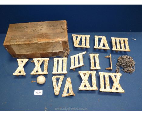 A boxed set of 'Clock Golf' numbers.