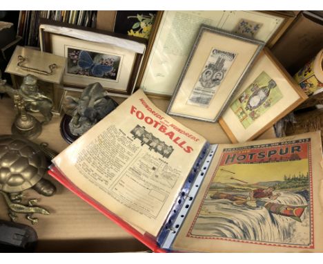 CASH'S WOVEN SILKS, CORONATION BOOKMARK, GEORGE ELLIOT BOOKMARK, SMALL BRASS MANTEL CLOCK, NUTCRACKERS AND OTHER ITEMS AND A 