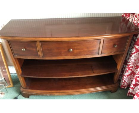 CHERRY WOOD BOW FRONTED THREE DRAWER SIDE UNIT WITH SHELVES 