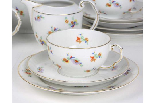 Art Deco Service 1930er Jahreweiß glasiertes Porzellan mit