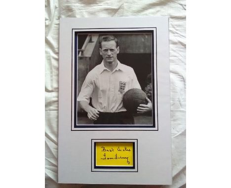Sir Tom Finney signed autograph presentation. High quality professionally mounted 16 x 11 inch overall sized display. 3D doub