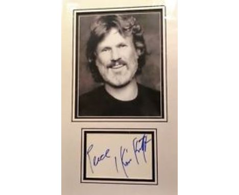 Kris Kristofferson signed autograph presentation. High quality professionally mounted 18 x 11 inch overall sized display. 3D 