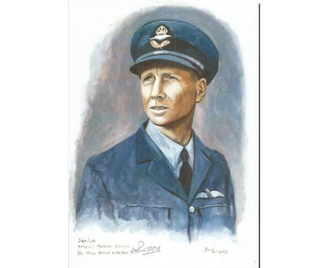 Sqn/Ldr Herbert Moreton Pinfold WW2 RAF Battle of Britain Pilot signed colour print 12 x 8 inch signed in Pencil. Image of hi