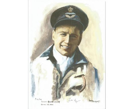 Sqn/Ldr Percival Graham Legget WW2 RAF Battle of Britain Pilot signed colour print 12 x 8 inch signed in Pencil. Image of him
