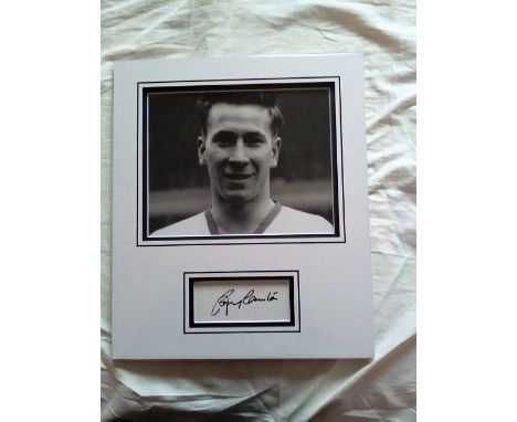 Sir Bobby Charlton signed autograph presentation. High quality professionally mounted 15 x 13 inch overall sized display. 3D 