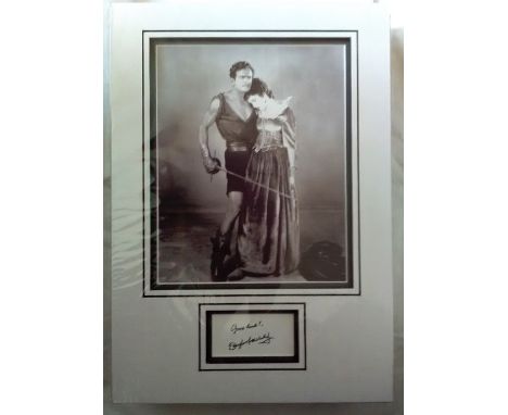 Douglas Fairbanks Jnr signed autograph presentation. High quality professionally mounted 16 x 11 inch overall sized display. 