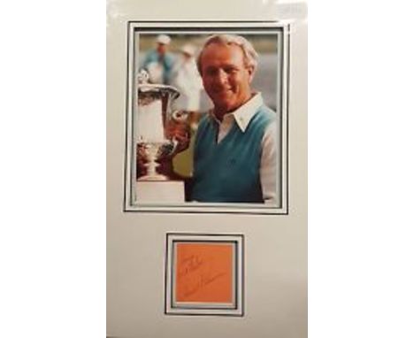Arnold Palmer signed autographed presentation. High quality professionally mounted 18 x 11 inch overall sized display. 3D dou