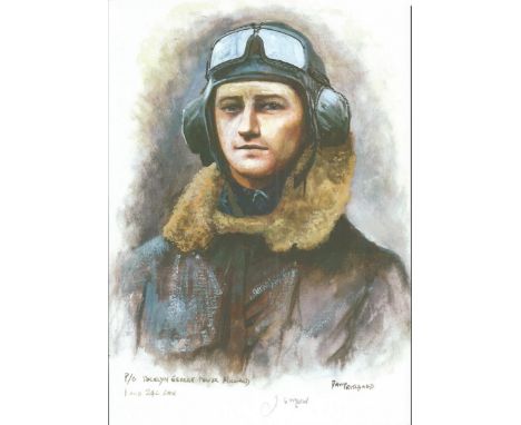 P/O Jocelyn George Power Millard WW2 RAF Battle of Britain Pilot signed colour print 12 x 8 inch signed in Pencil. Image of h