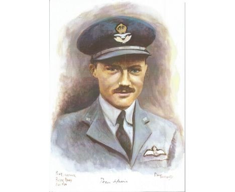 Plt/Off Peter Hairs WW2 RAF Battle of Britain Pilot signed colour print 12x8 inch signed in pencil. Peter Hairs joined the RA