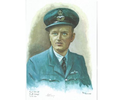 P/O Bob Kings WW2 RAF Battle of Britain Pilot signed colour print 12 x 8 inch signed in Pencil. Image of him in uniform. Robe