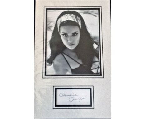 Claudine Auger Bond Girl signed autograph presentation. High quality professionally mounted 17 x 11 inch overall sized displa
