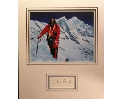 Sir Chris Bonington signed autograph presentation. High quality professionally mounted 15x13 inch overall sized display. 3D d