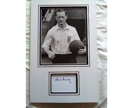Tom Finney signed autograph presentation. High quality professionally mounted 17 x 11 inch overall sized display. 3D double m