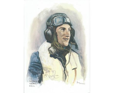 Plt/Off Nigel Rose WW2 RAF Battle of Britain Pilot signed colour print 12 x 8 inch signed in Pencil. Image of him in flying g