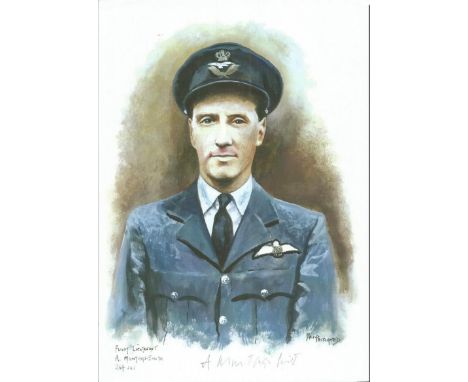 F/Lt A. M. Montague Smith WW2 RAF Battle of Britain Pilot signed colour print 12 x 8 inch signed in Pencil. Image of him in u