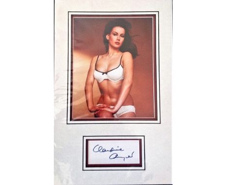 Claudine Auger Bond Girl signed autograph presentation. High quality professionally mounted 17 x 11 inch overall sized displa