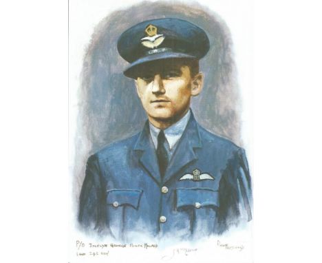 P/O Jocelyn George Power Millard WW2 RAF Battle of Britain Pilot signed colour print 12 x 8 inch signed in Pencil. Image of h