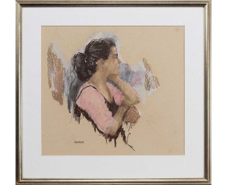 * ANNE ANDERSON, PINK T SHIRT pastel on paper, signed, titled versomounted, framed and under glassimage size 45cm x 49cm, ove