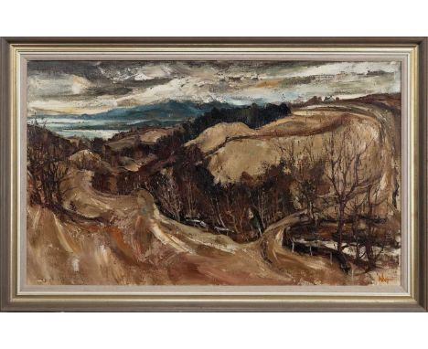 * JAMES WATT RGI (SCOTTISH 1931 - 2022), BRISBANE GLEN, LARGS  oil on canvas, signedframedimage size 60cm x 100cm, overall si