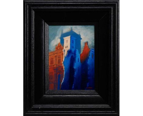 * MICHAEL DURNING PPAI PAI RSW (SCOTTISH b. 1970), DEMOLITION OF 'NEW' MURTHLY CASTLE acrylic on board, signed, titled versof