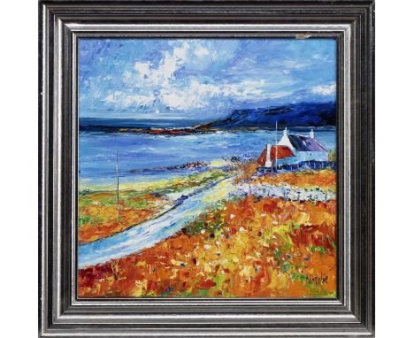 * NATALIE SOUTER (SCOTTISH b. 1989), SPRING LIGHT OVER ARDTUN, ISLE OF MULL  oil on canvas, signed, titled and dated 2016 ver