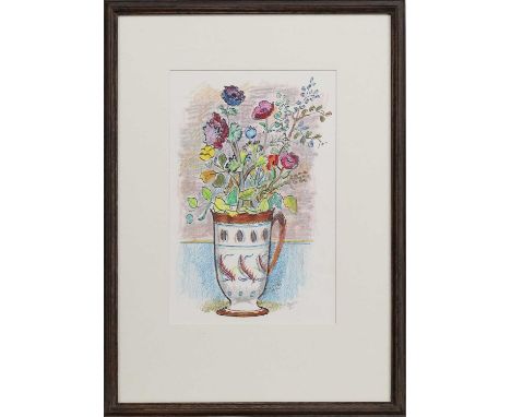 * WILLIAM CROSBIE RSA RGI (SCOTTISH 1915 - 1999), STILL LIFE WITH VASE mixed media on paper, signed and dated XCImounted, fra