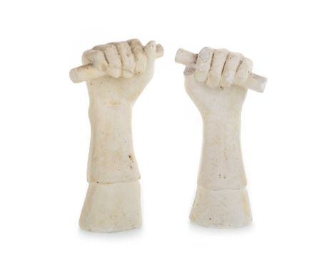 * SIR EDUARDO PAOLOZZI KBE RA HRSA (SCOTTISH 1924 - 2005), TWO CLENCHED FISTS plaster sculptures15cm tall each Provenance: Th