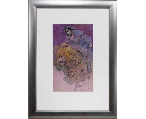 * ANDA PATERSON RSW RGI PAI (SCOTTISH 1935 - 2022), THE WHEEL BARROW watercolour on paper, signed, dated 2014/16mounted, fram