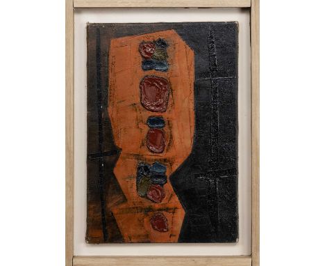 * WILLIAM GEAR RA FRSA RBSA (SCOTTISH 1915 - 1997), ENIGMA NO. 1 oil on canvas, signed and dated '54, titled versoframedProve