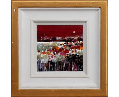 * EMMA S DAVIS RSW PAI (SCOTTISH b. 1975), FIELD OF LOVE oil on board, signed, titled label versomounted, framed and under gl